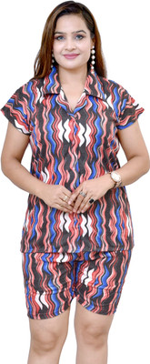 PN Brothers Women Printed Orange Top & Shorts Set