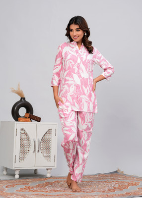 DreamBe Women Printed Pink Night Suit Set