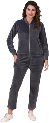 FNOCKS Women Solid Grey Top & Pyjama Set