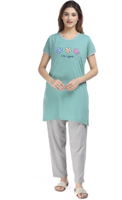 ISPIRT Women Printed Multicolor Top & Pyjama Set