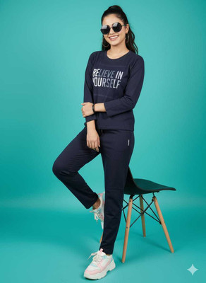 AVNOUR Women Printed Dark Blue Shirt & Pyjama set