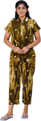 Thirumalai Collection Women Printed Green Night Suit Set