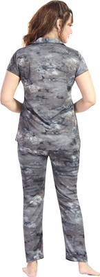 MANU SHREE Women Printed Grey Shirt & Pyjama set