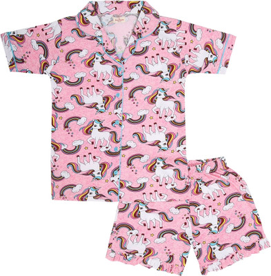 Ninos Dreams Girls Printed Multicolor Top & Shorts Set