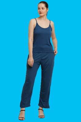 elegance redefined Women Solid Light Blue Top & Pyjama Set