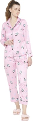 Smarty Pants Women Printed Pink Night Suit Set