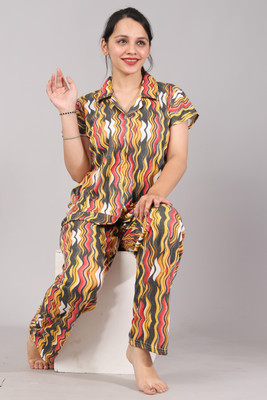 UT collection Women Printed Yellow Shirt & Pyjama set