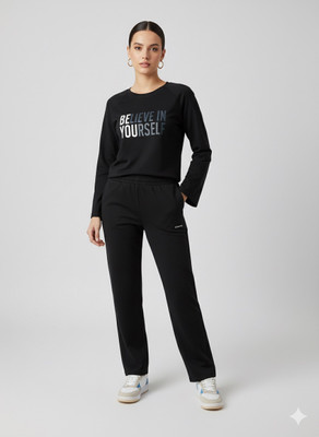 AVNOUR Women Printed Black Shirt & Pyjama set