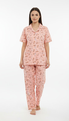 KALIKAS VASTRAM Women Floral Print Pink Night Suit Set