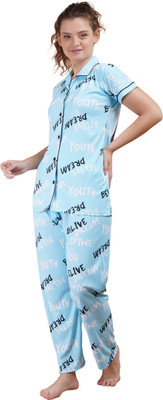 SPLORR Women Self Design, Printed Multicolor Night Suit Set