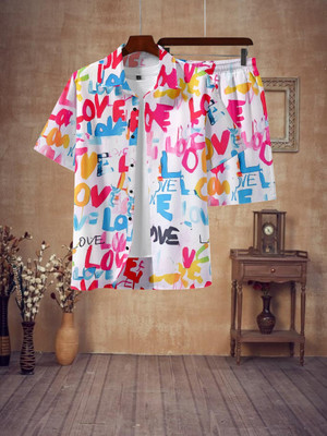 GLORI STAR Men Printed, Colorblock Multicolor Night Suit Set