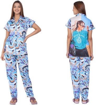 XELLENCE Girls Graphic Print Multicolor Night Suit Set