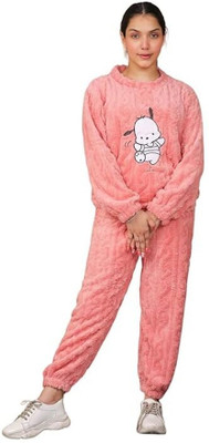 OMI Women Self Design Pink Night Suit Set