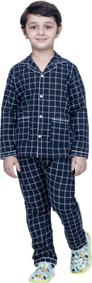 4JSTAR Kids Nightwear Boys & Girls Printed Cotton(Black Pack of 2)