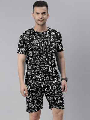 JILVA ENTERPRISE Men Printed Multicolor Night Suit Set