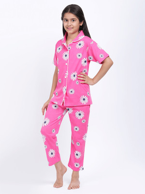 Elzoh Girls Printed Multicolor Shirt & Pyjama set