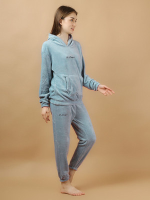 SKG Women Solid Blue Night Suit Set