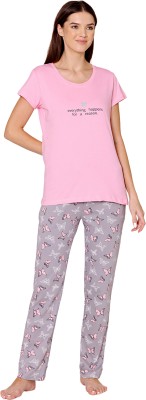 BodyCare Women Printed Pink Top & Pyjama Set