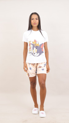 R V Enterprise Women Printed Beige Top & Shorts Set