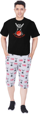 GOKUL FASHION Men Printed Black Top & Capri Set