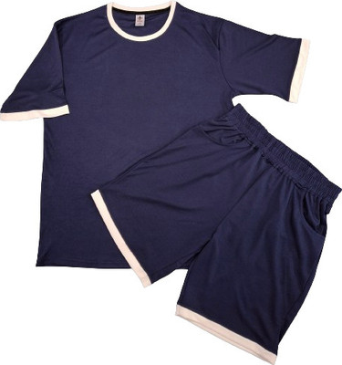 BALUDAENTEPRISE Men Solid Blue Top & Shorts Set