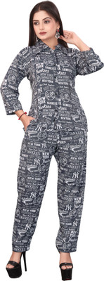 GBHFASHION Women Printed Grey Night Suit Set