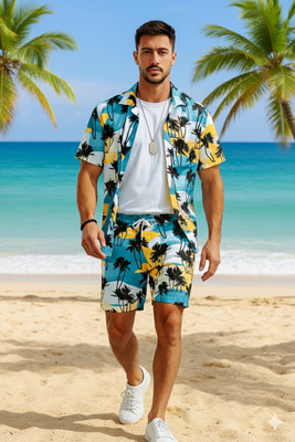 GLORI STAR Men Printed Multicolor Night Suit Set
