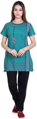 RG BY SS CLOTHING Women Printed Blue Top & Pyjama Set