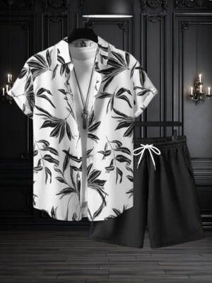 SEVENTEENSTITCH Men Printed White Night Suit Set