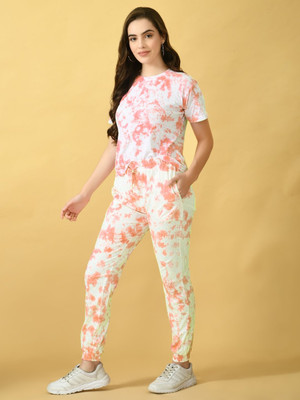 DADX Women Self Design Pink Top & Pyjama Set