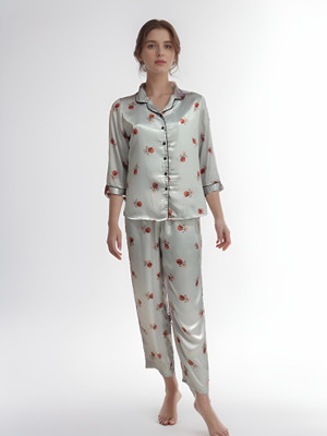 vieviana Women Printed Silver Night Suit Set