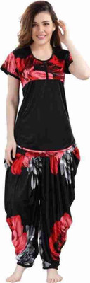 HouseOfCommon Women Self Design, Printed Multicolor Top & Pyjama Set