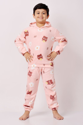 Keenuu Kids Nightwear Girls Solid Fleece Blend(Beige Pack of 1)