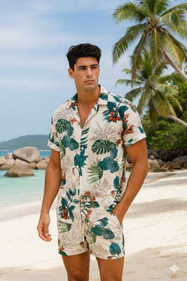 GLORI STAR Men Printed Multicolor Night Suit Set