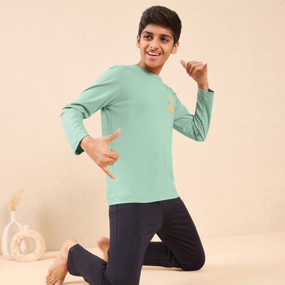 SWEET DREAMS Boys Graphic Print Green Top & Pyjama Set
