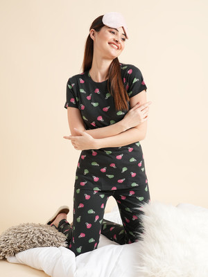SWEET DREAMS Women Printed Multicolor Top & Pyjama Set
