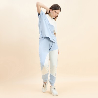 SWEET DREAMS Women Colorblock Blue Top & Pyjama Set