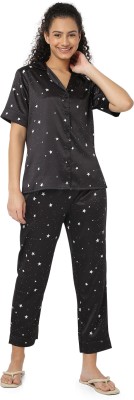 Smarty Pants Women Graphic Print Black Shirt & Pyjama set