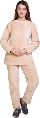 RG BY SS CLOTHING Women Solid Beige Top & Pyjama Set