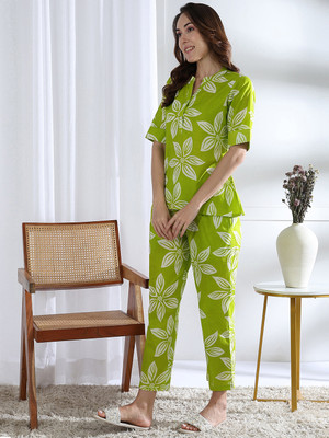 FUBAR Women Printed Green Night Suit Set