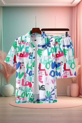 7starenterprise7 Men Printed Multicolor Night Suit Set