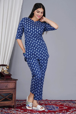 SAYANG Women Printed Blue Top & Pyjama Set