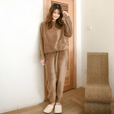 MADFROG Women Self Design Brown Night Suit Set