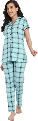 MushyMod Women Printed Black Top & Pyjama Set