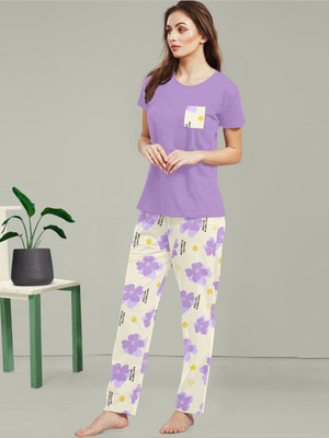 BelleBird Women Printed Multicolor Night Suit Set