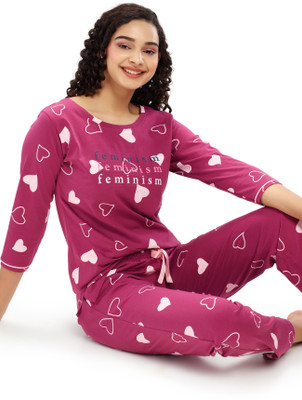 ZEYO Women Printed Multicolor Top & Pyjama Set