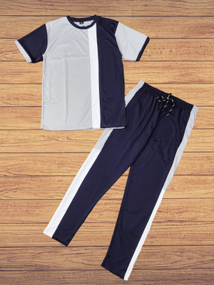 LINSOR FASHION Men Striped Multicolor Night Suit Set