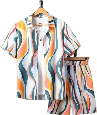 FrostNFold Men Printed Multicolor Night Suit Set