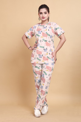 Valudi Women Printed Multicolor Night Suit Set