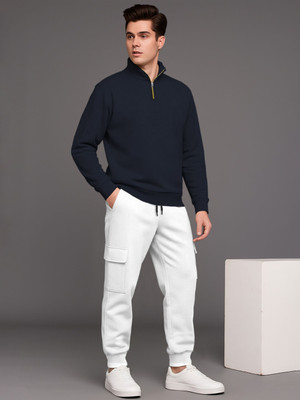 TRIPR Men Solid Blue, White Night Suit Set